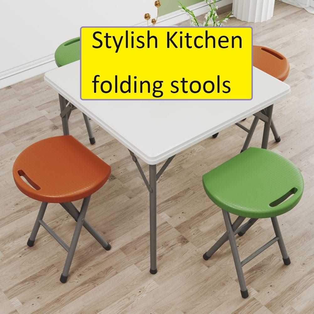 18 Inch Black Folding Stool with Handle V489145