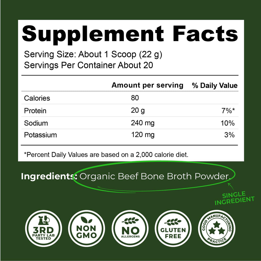 Organic Grass Fed Beef Bone Broth Protein Powder 16oz G207691