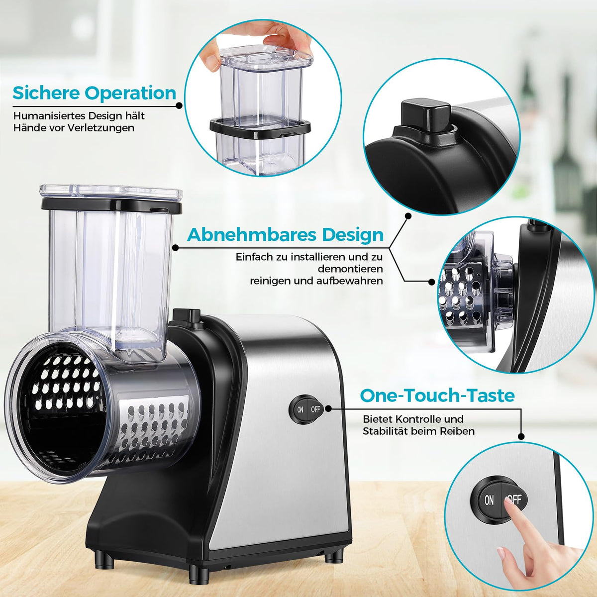 Electric Stainless Steel Vegetable Slicer with 5 Blades B989