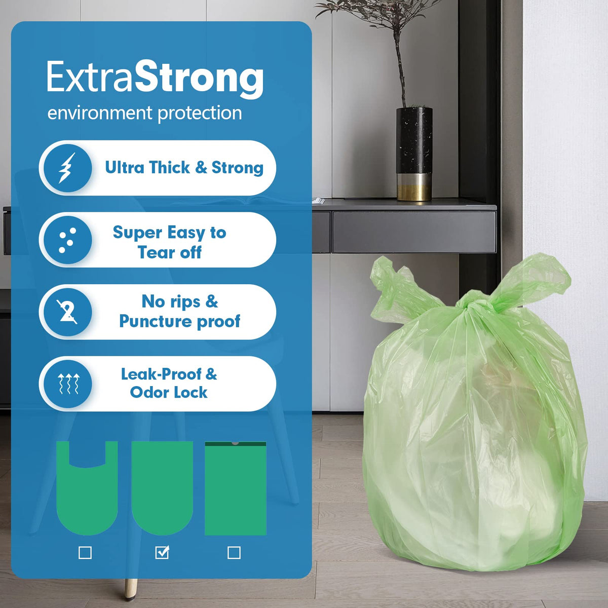4 Gallon Biodegradable Extra Thick Small Trash Bags T646688