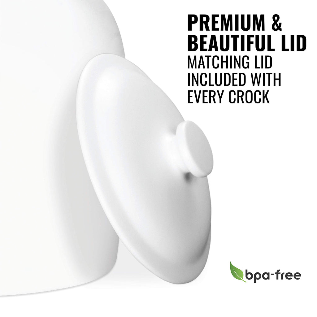 Porcelain Ceramic Crock Water Dispenser with Stainless Steel Faucet and Lid I215463