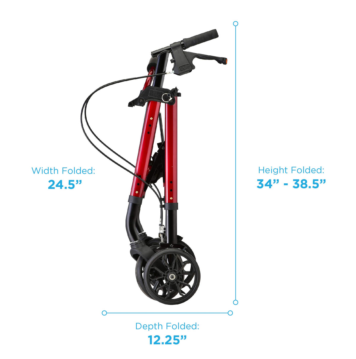 Red 8" Wheel Rollator Walker with Padded Seat W520083
