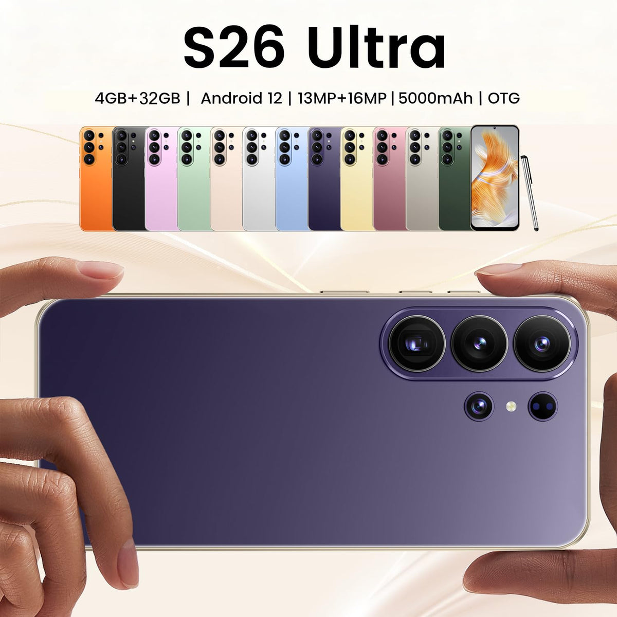 Unlocked 4G Smartphone 6.6" HD Display 4GB RAM 32GB ROM Black S552060