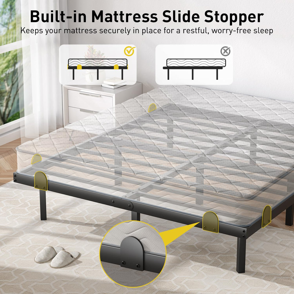 Queen Floating Bed Frame with LED Lights and Charging Station G68573