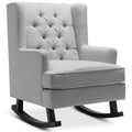 Gray Velvet Tufted Upholstered Rocking Accent Chair with Wood Frame U317