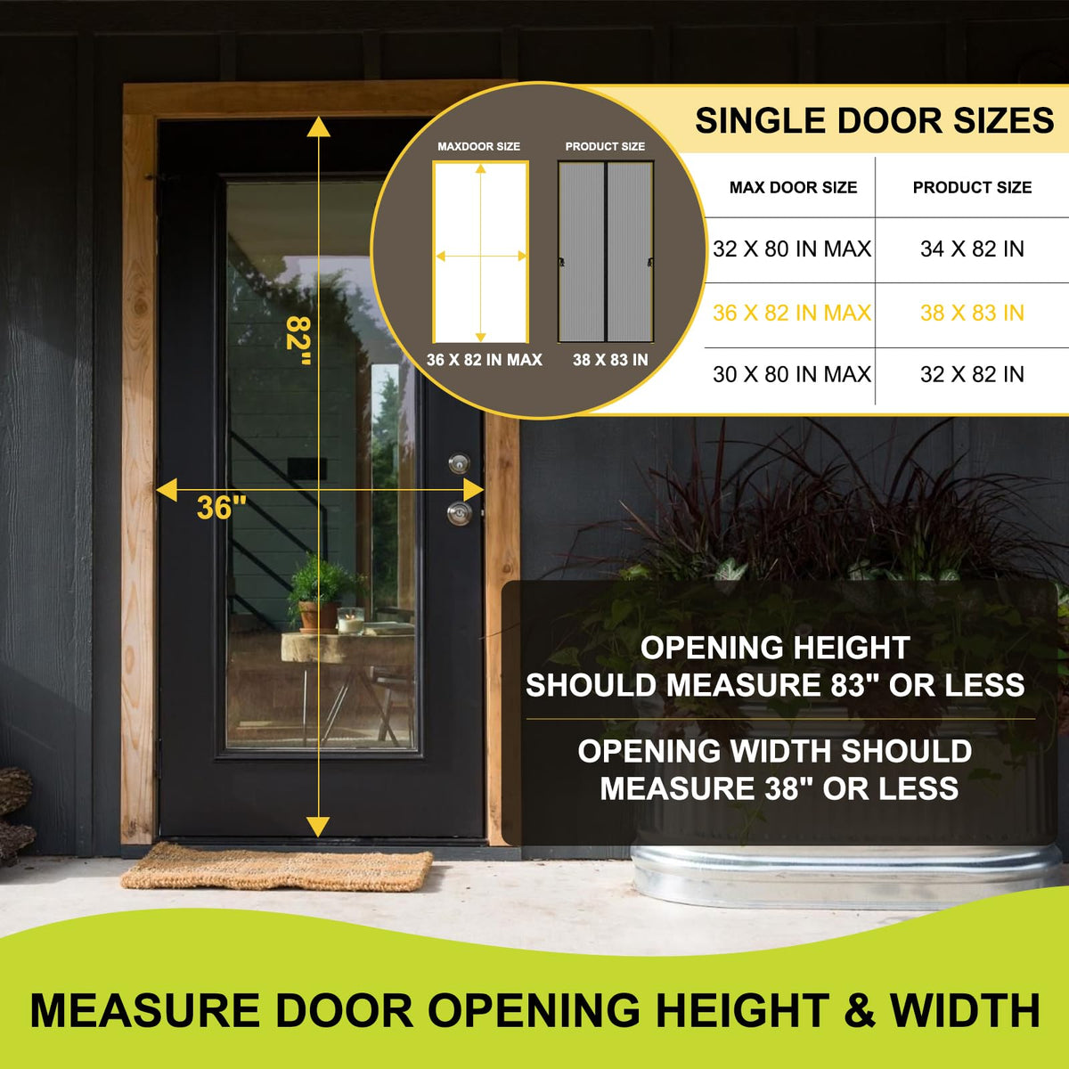 Magnetic Screen Door 36 x 82 in Mesh Curtain H12049