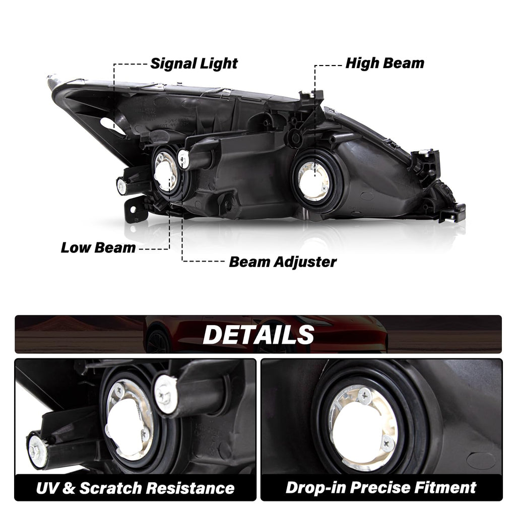 Black Headlight Assembly Set Driver & Passenger Side I275