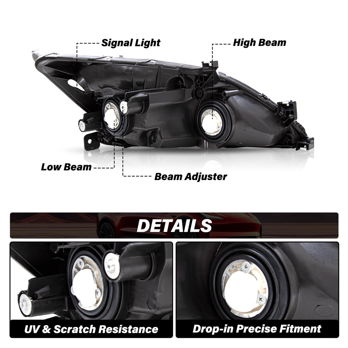 Black Headlight Assembly Set Driver & Passenger Side I275