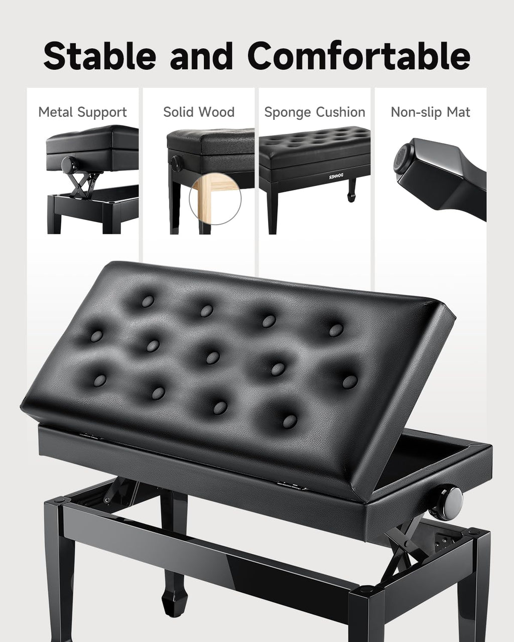 88 Key Graded Weighted Digital Piano with Storage Piano Bench Q321062