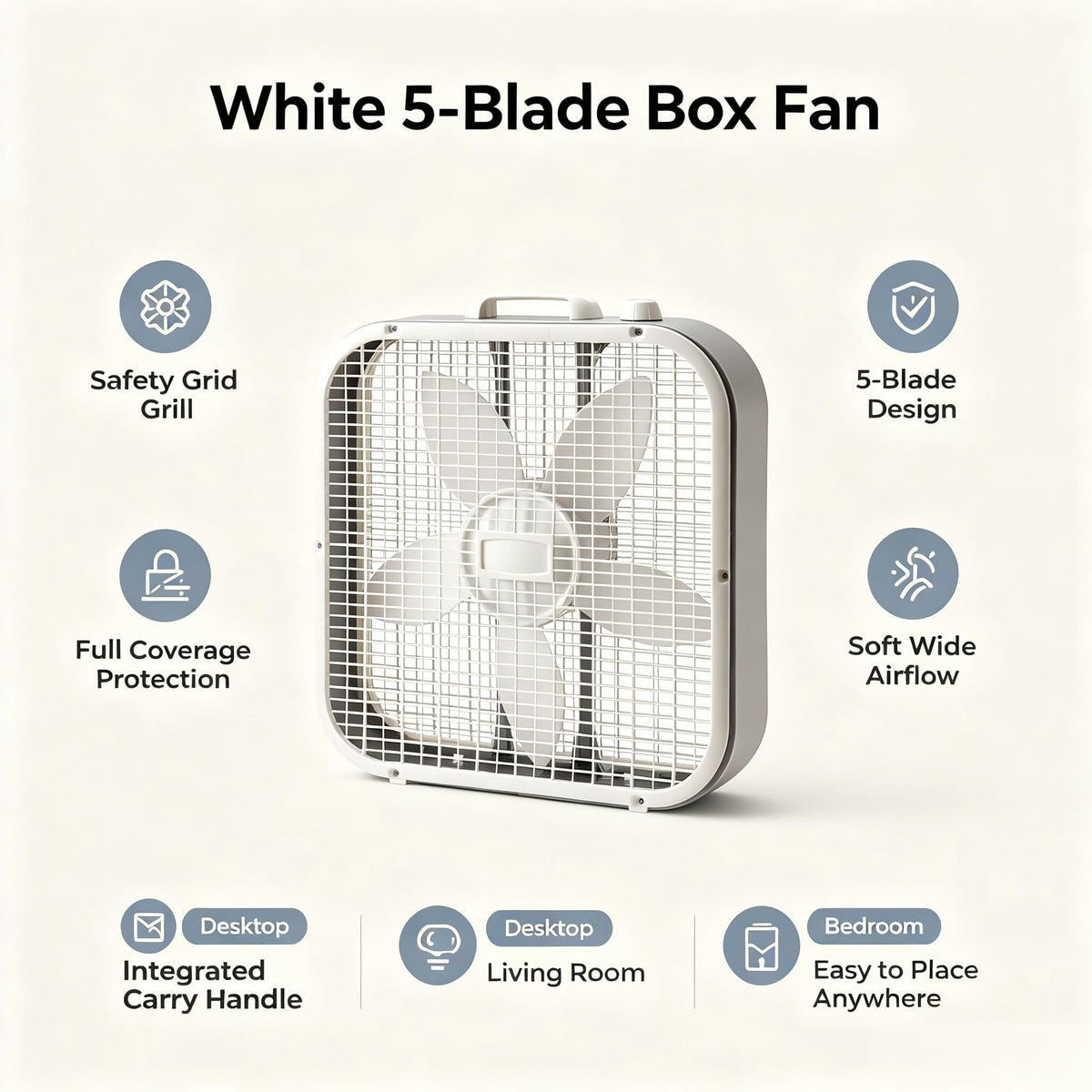 20 Inch 3 Speed White Box Fan O366487