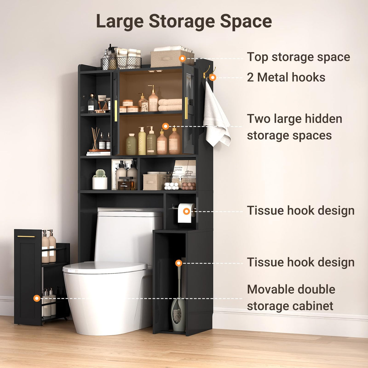 Over The Toilet Storage Cabinet with Acrylic Doors W56410