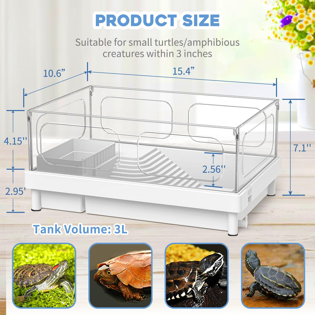 Small Acrylic Turtle Tank Kit with Light Filter B794