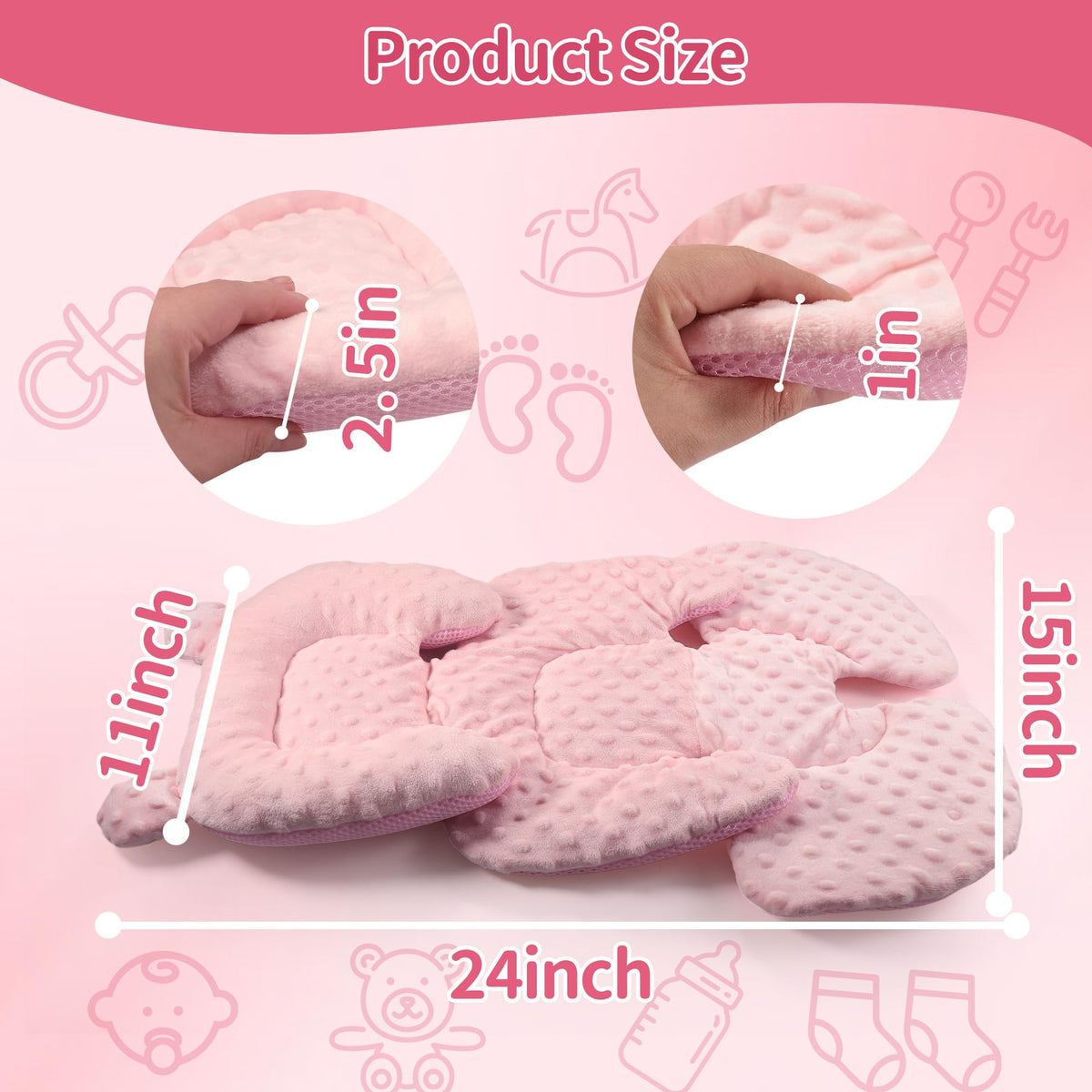 Reversible Carseat Head Body Support Newborn Pink M31775