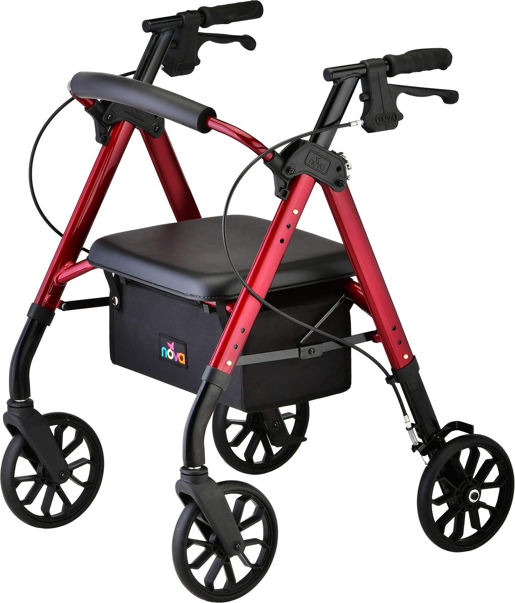 Red 8" Wheel Rollator Walker with Padded Seat W520083