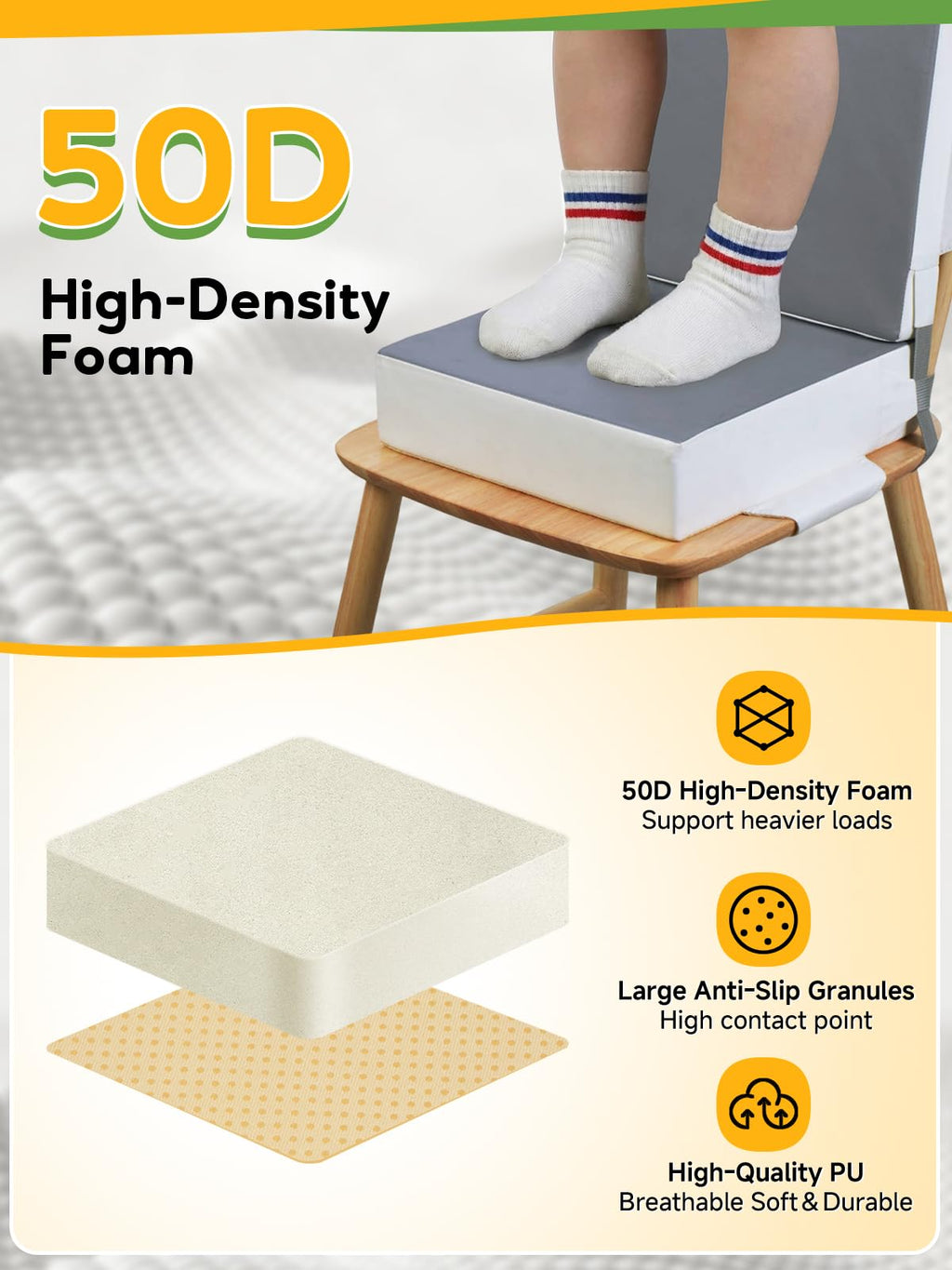 Grey Toddler Booster Seat for Kitchen Chair I998