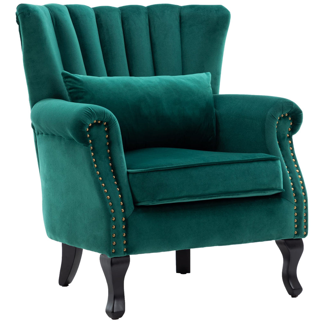 Velvet Accent Chairs Set of 2 Green J21008
