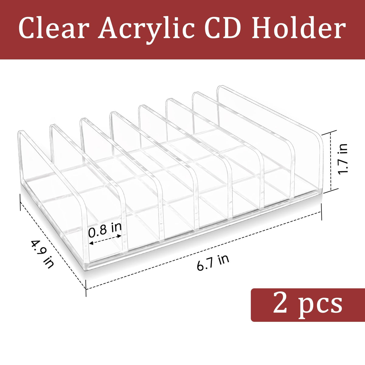 2 Pcs Clear Acrylic CD Holder G4114