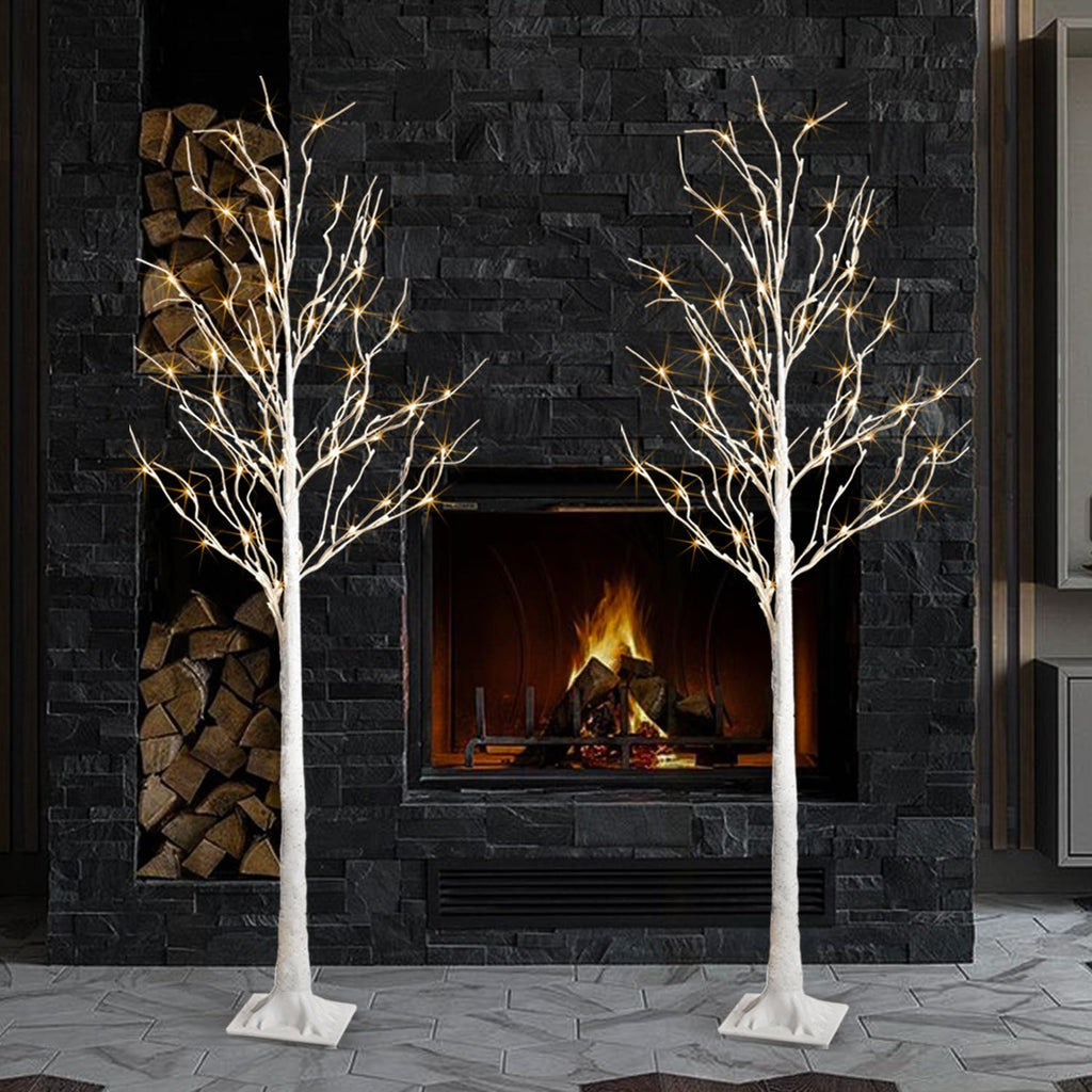 2 Pack 6 Feet Prelit White Artificial Christmas Trees W745