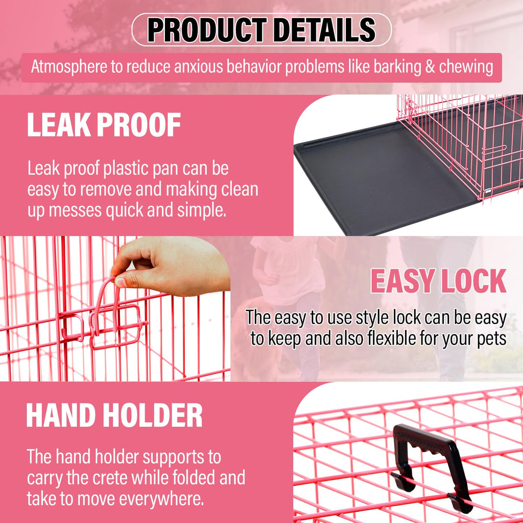 36" Metal Wire Folding Dog Crate with Divider Panel N5476
