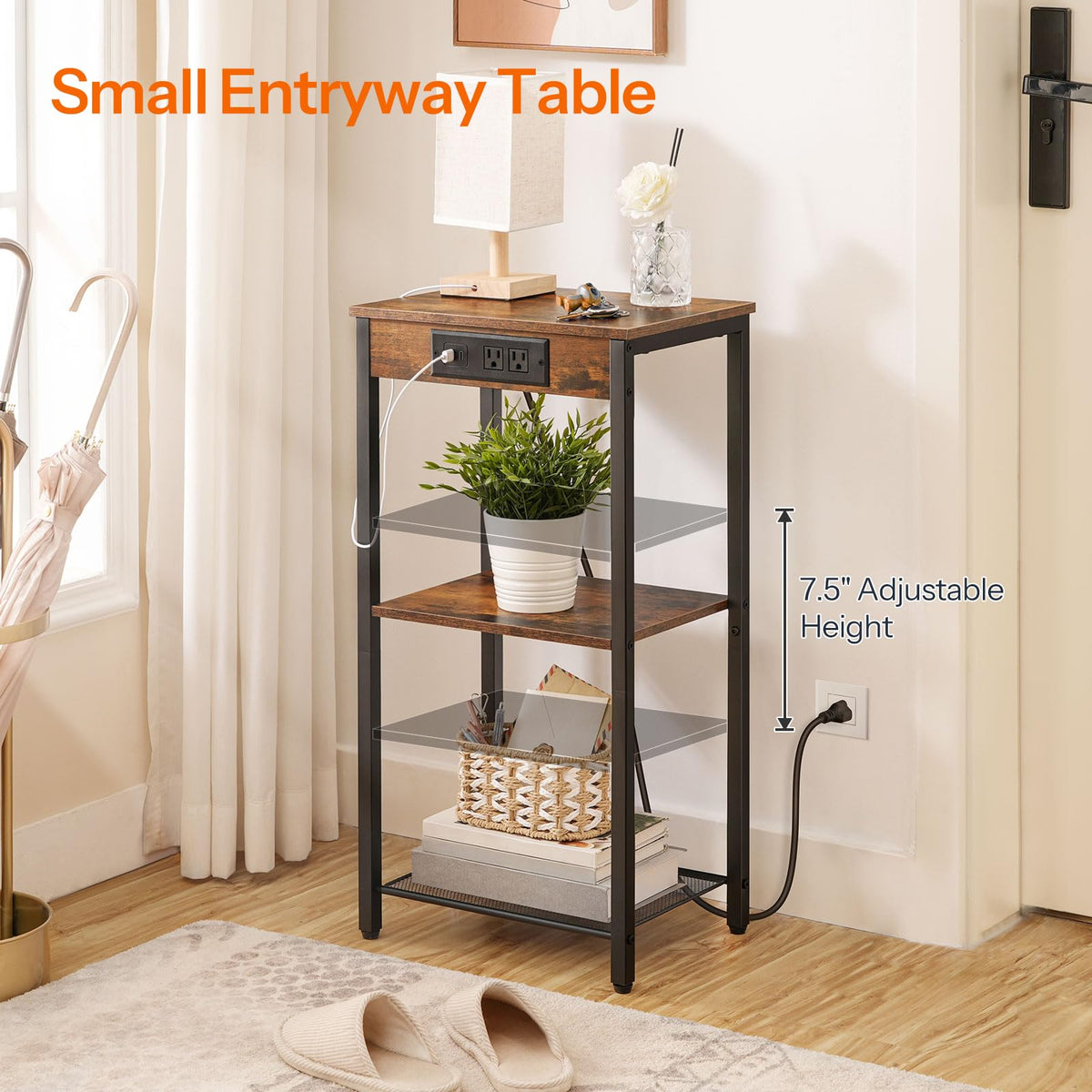 Tall End Table with Charging Station R413
