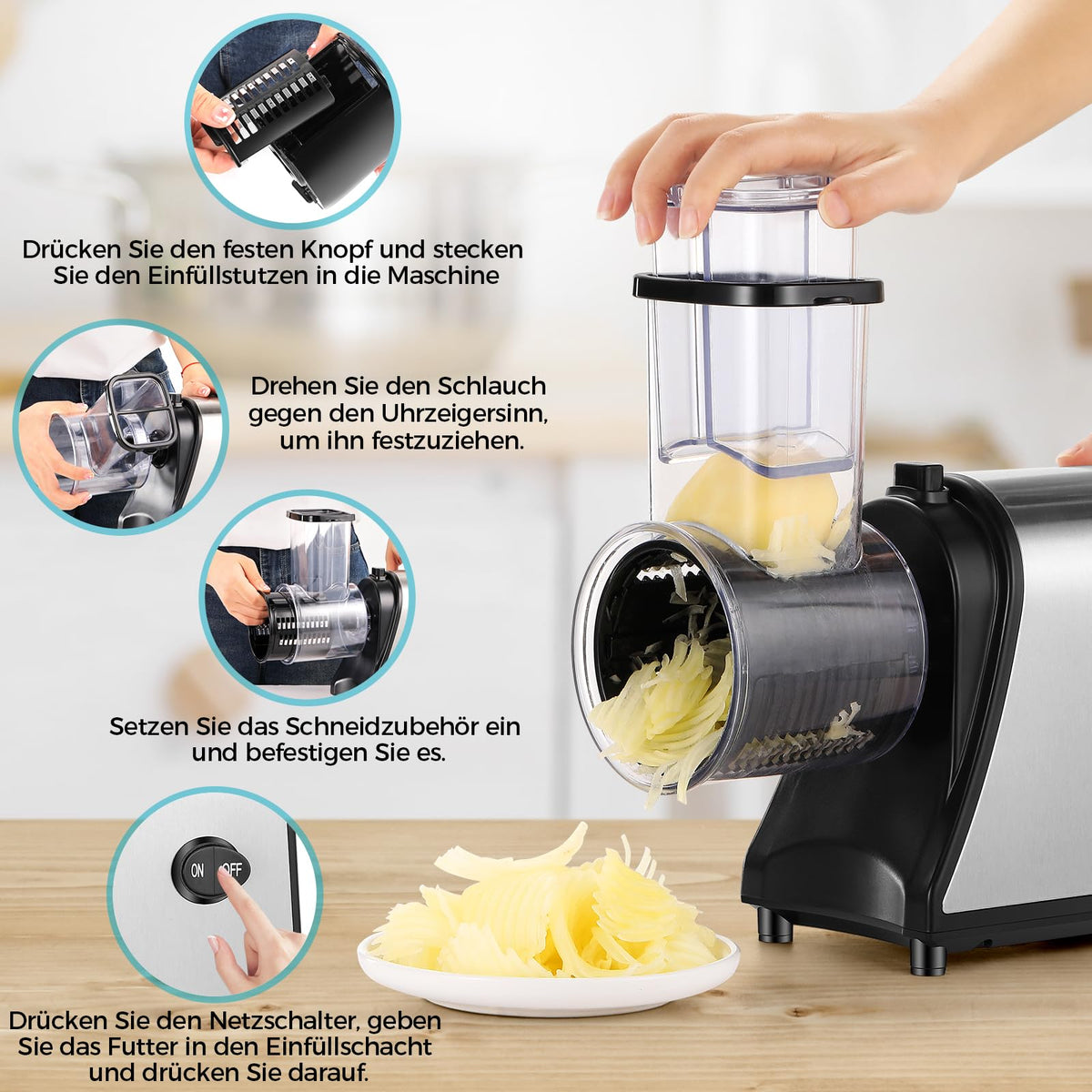 Electric Stainless Steel Vegetable Slicer with 5 Blades B989