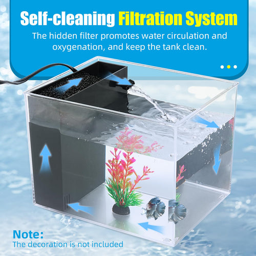 1 Gallon Betta Fish Tank with LED Light and Water Filter Pump Y524