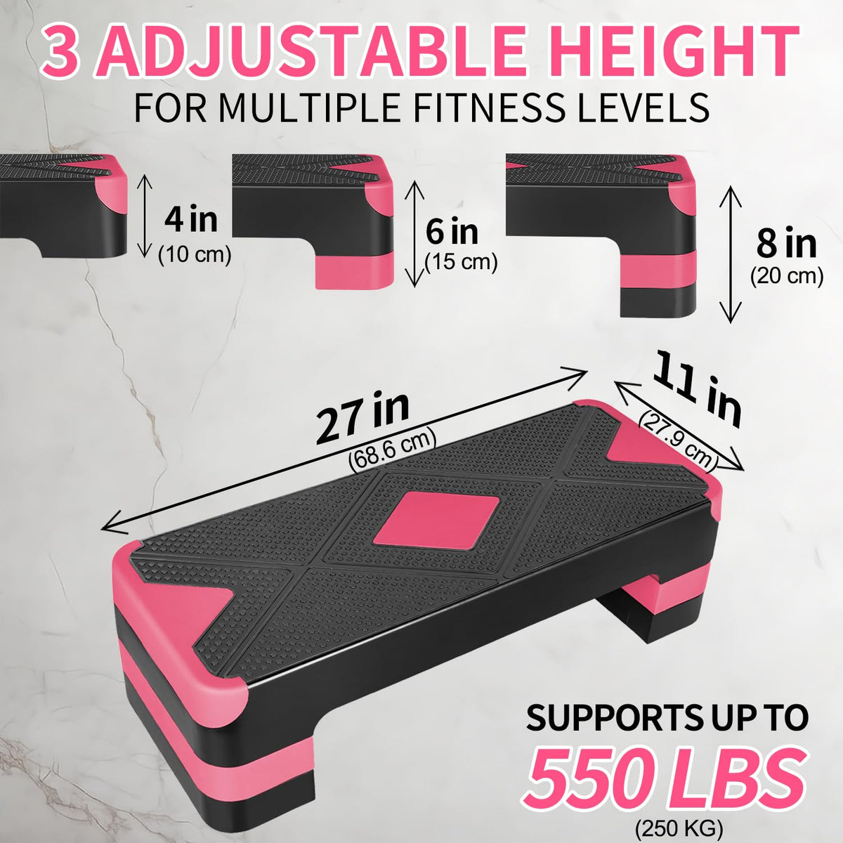 27" Adjustable Aerobic Exercise Step Platform J68460