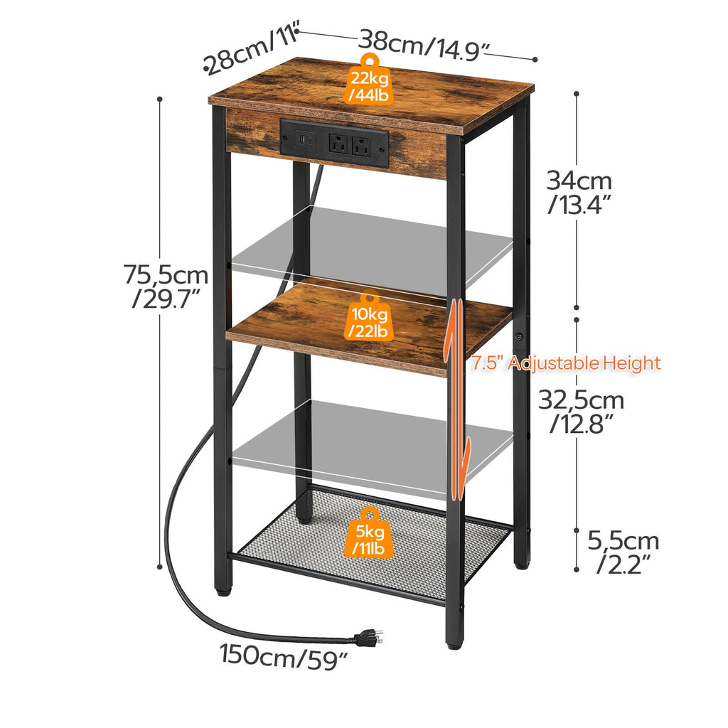 Tall End Table with Charging Station R413