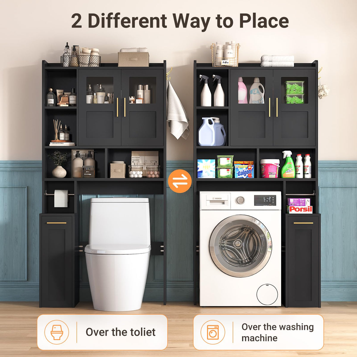 Over The Toilet Storage Cabinet with Acrylic Doors W56410