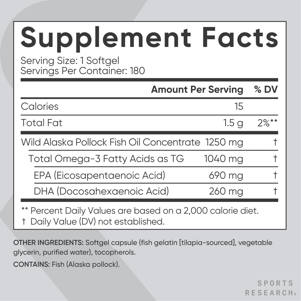 Omega-3 Fish Oil 1250mg 180 Count G187043