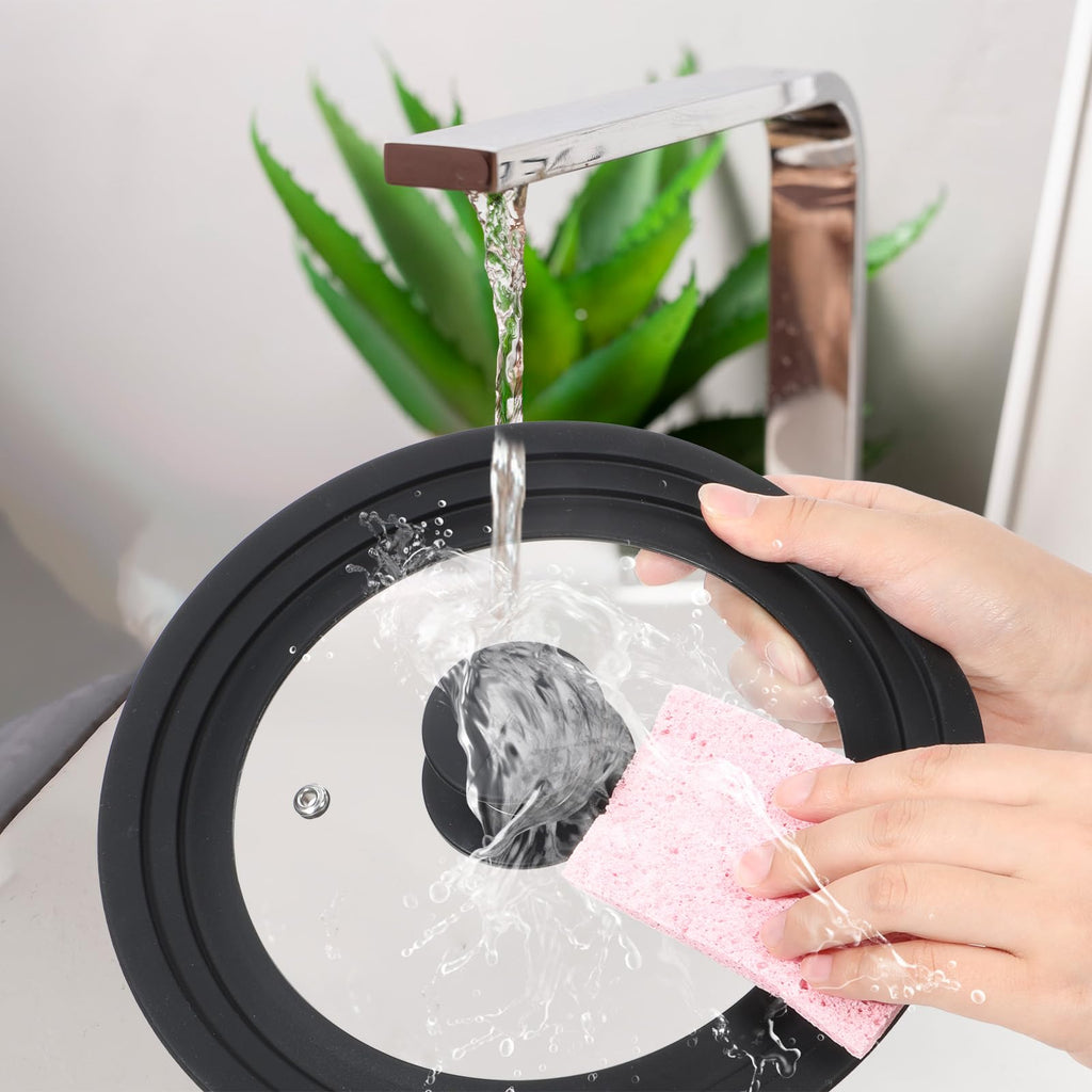 3 Pc Tempered Glass Pot Lids with Silicone Rim U115026