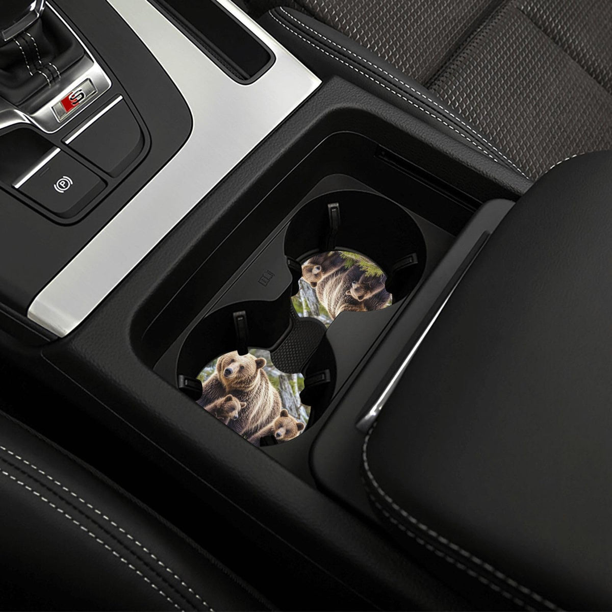 Black Drink Coasters with Metal Holder Set of 2 R23524