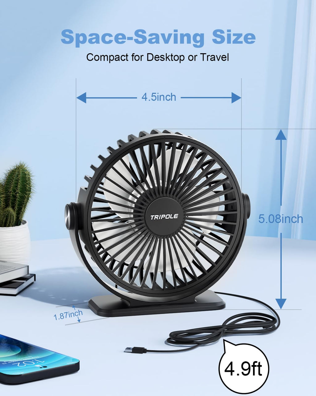 Black 2 Pack USB Powered Mini Desk Fan Q85234