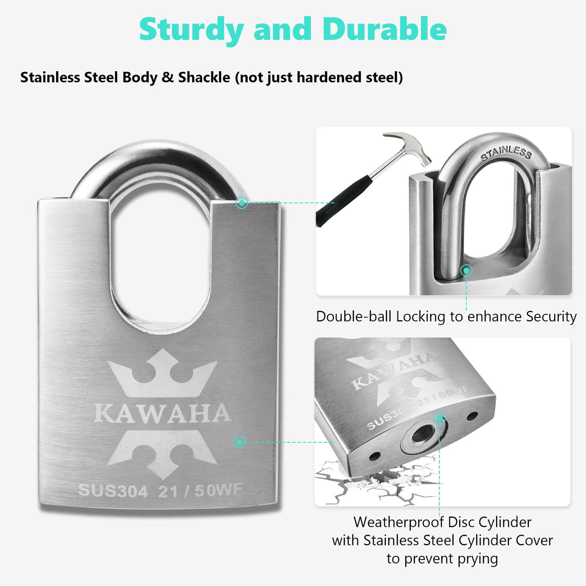 Stainless Steel Shrouded Padlock 4 Pack T9826