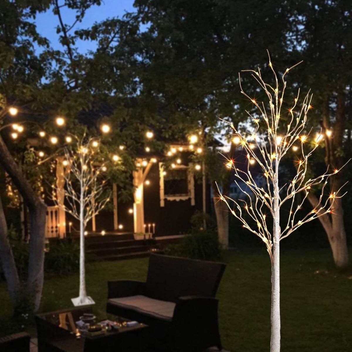 2 Pack 6 Feet Prelit White Artificial Christmas Trees W745