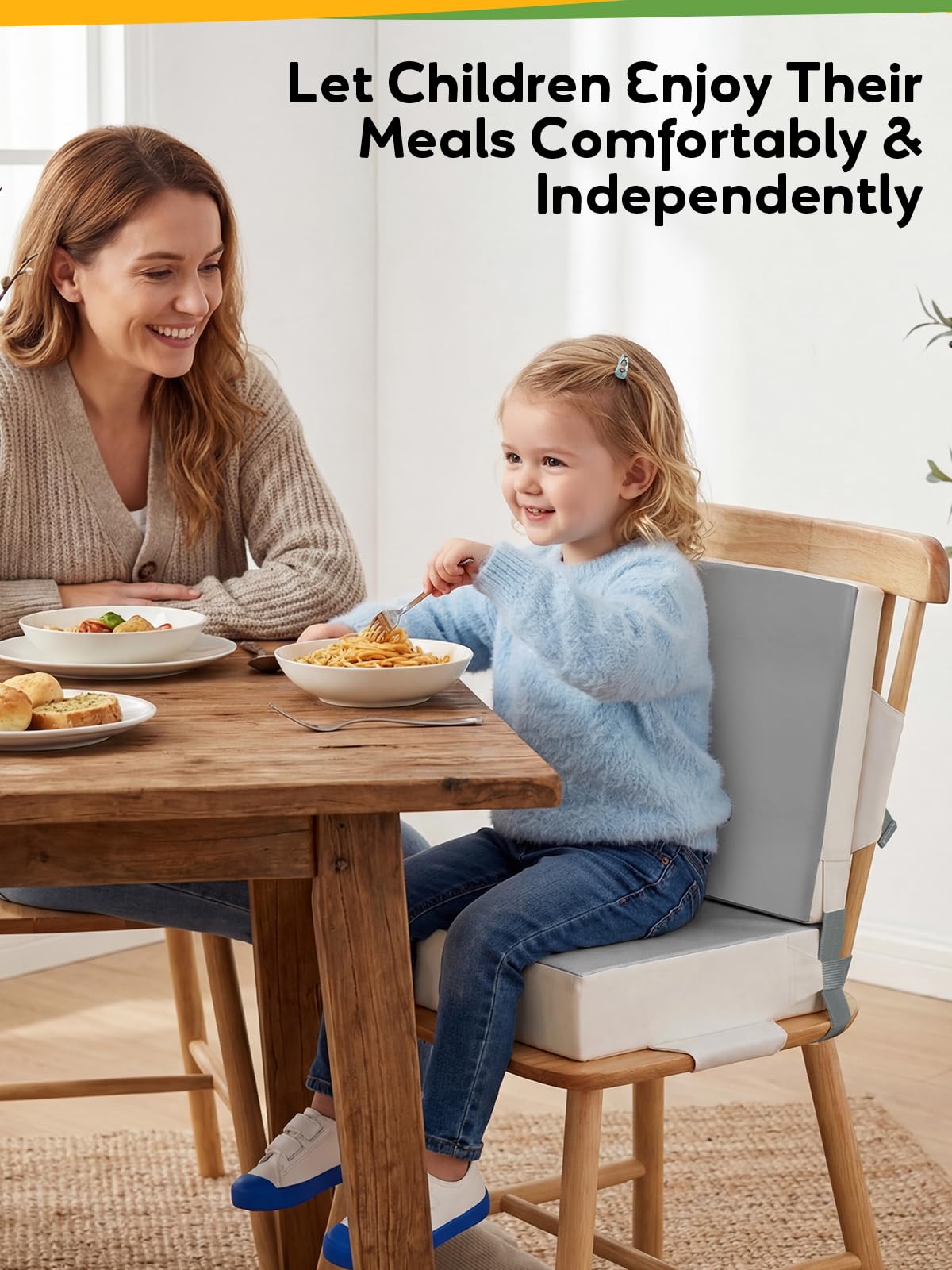 Grey Toddler Booster Seat for Kitchen Chair I998