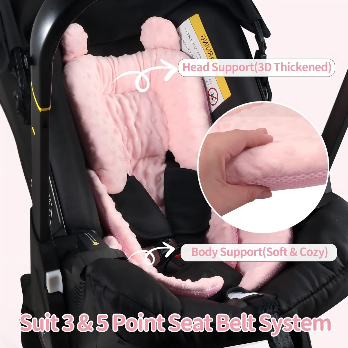 Reversible Carseat Head Body Support Newborn Pink M31775
