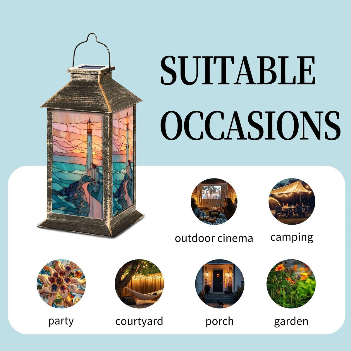 Solar Powered Waterproof Hanging Lantern G394174