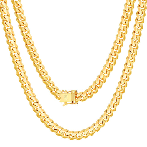 18K Yellow Gold Cuban Link Chain Necklace R273541
