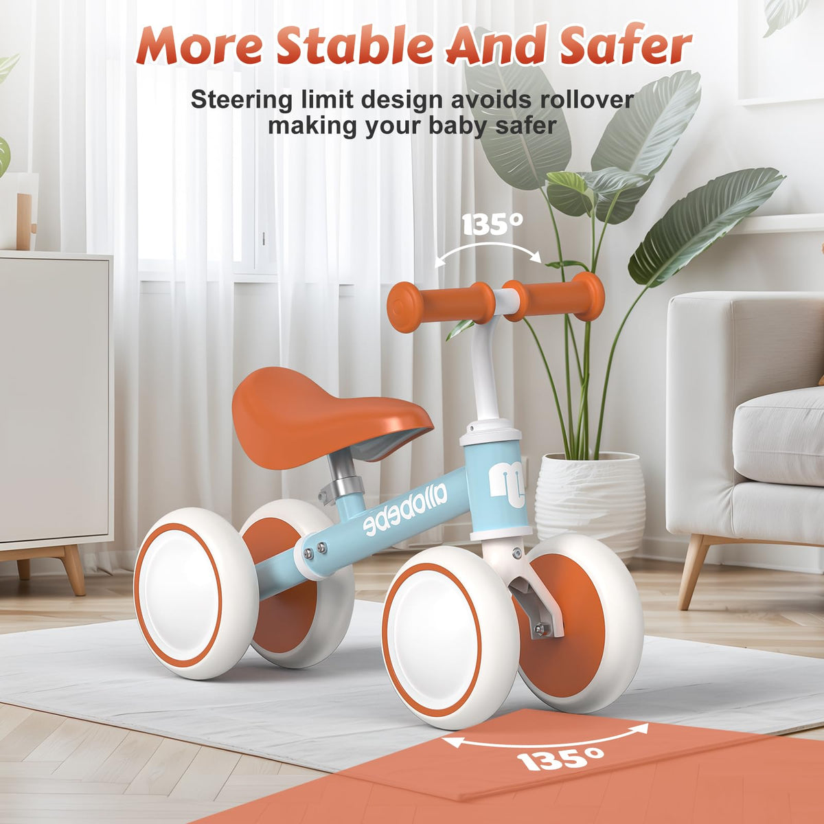 Baby Balance Bike 12-36 Months Adjustable Seat 3 Wheels U323696
