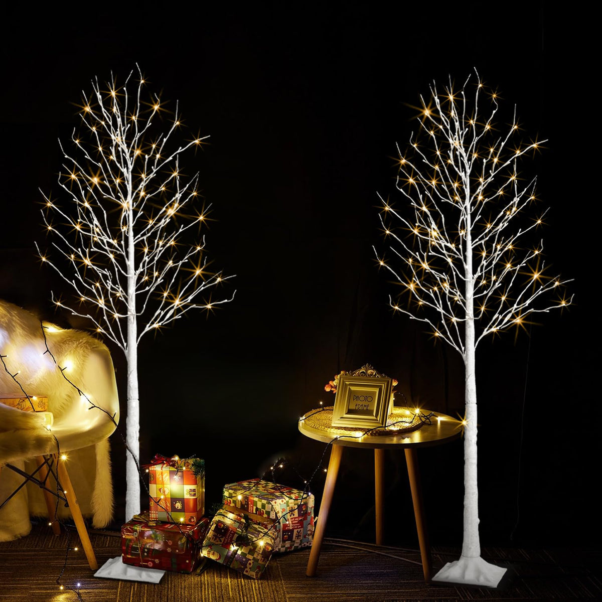 2 Pack 6 Feet Prelit White Artificial Christmas Trees W745