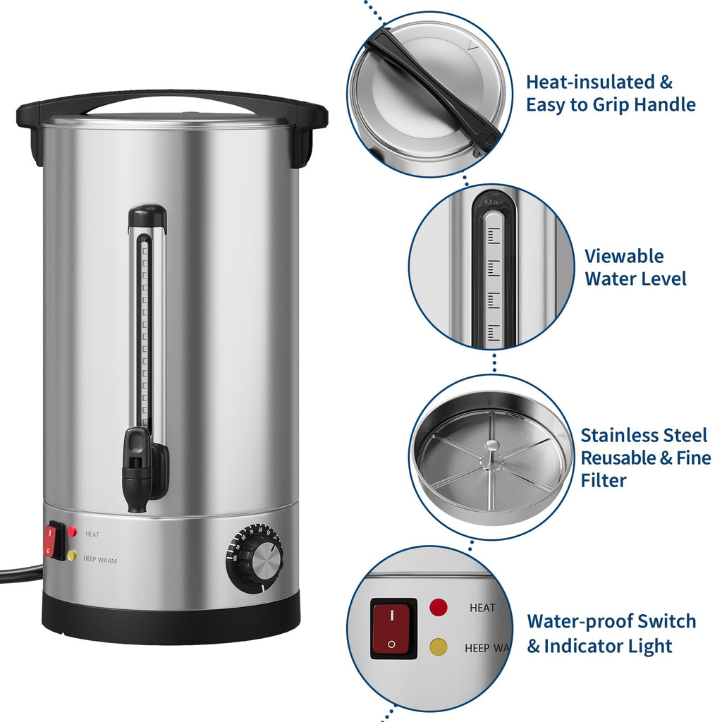 10L Double Wall Stainless Steel Coffee Urn E6426