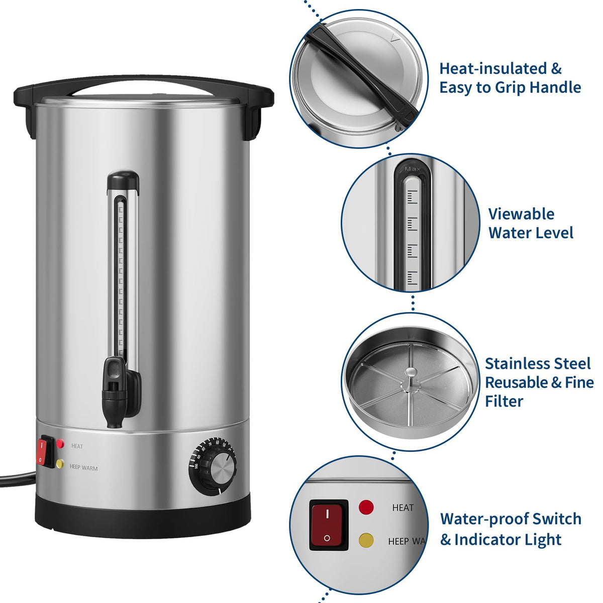 10L Double Wall Stainless Steel Coffee Urn E6426