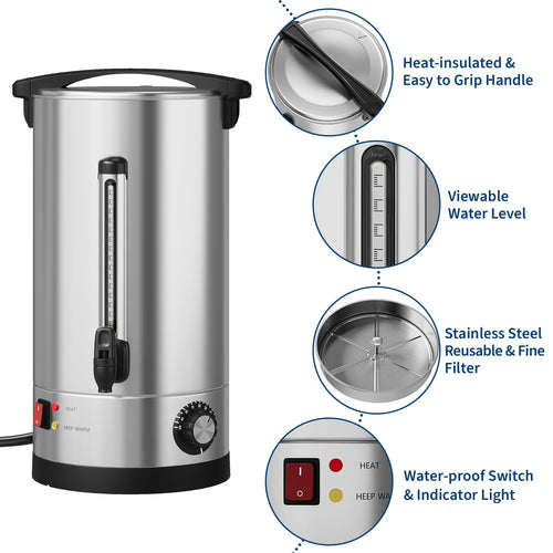 10L Double Wall Stainless Steel Coffee Urn E6426