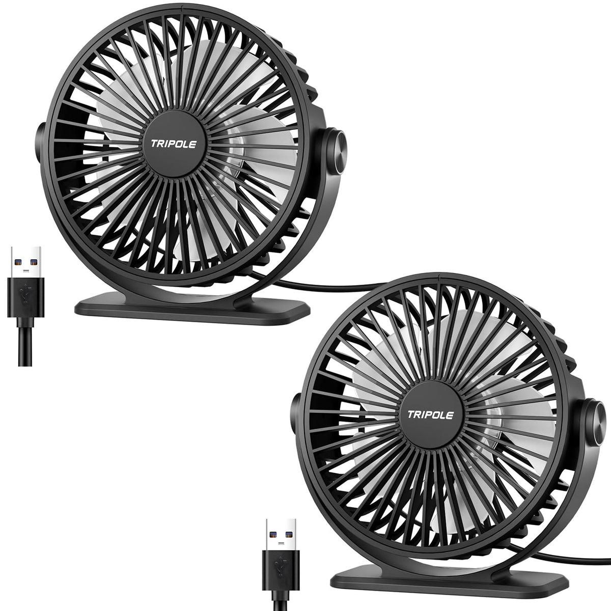 Black 2 Pack USB Powered Mini Desk Fan Q85234