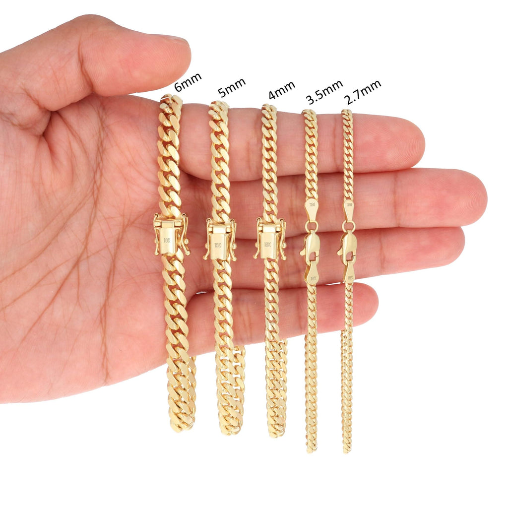 18K Yellow Gold Cuban Link Chain Necklace R273541