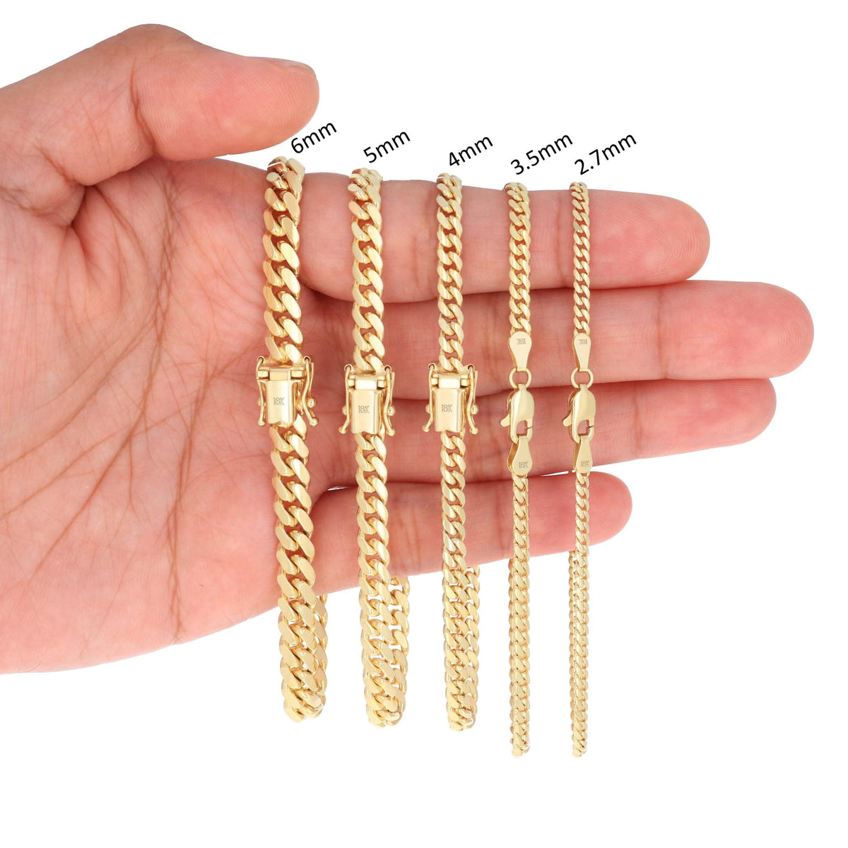 18K Yellow Gold Cuban Link Chain Necklace R273541