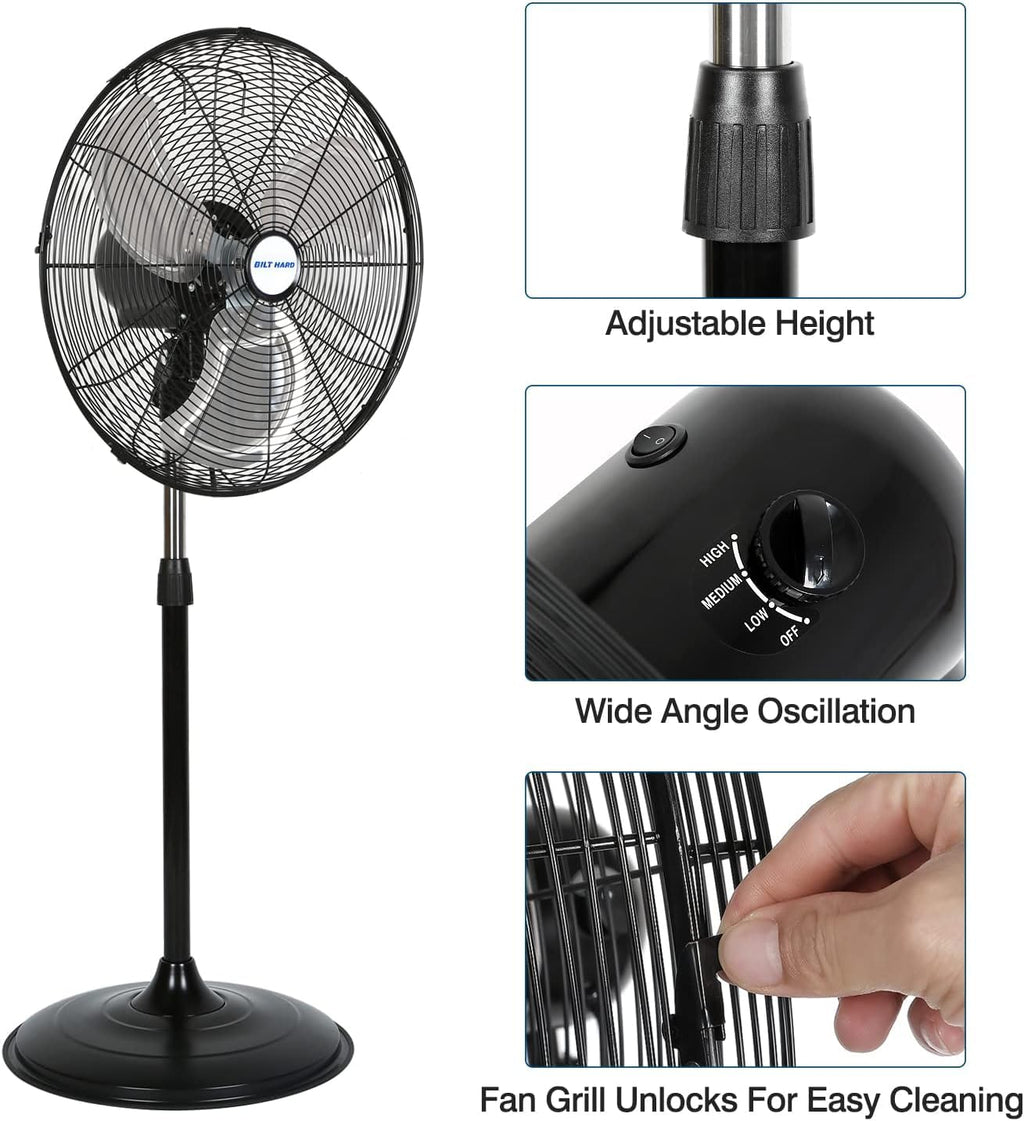 20" High Velocity 3-Speed Oscillating Pedestal Fan, 2 Pack Q724