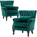 Velvet Accent Chairs Set of 2 Green J21008