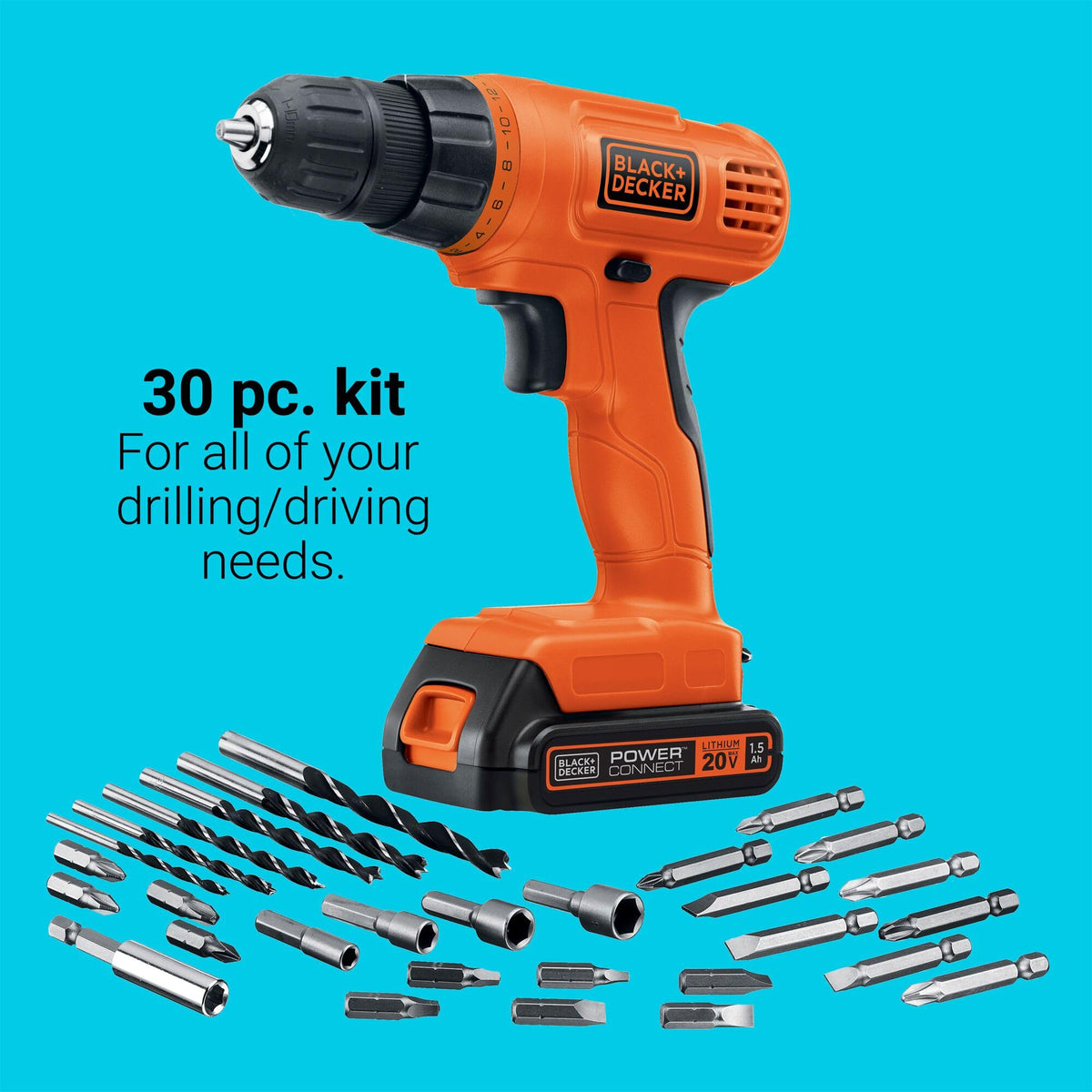 20V MAX Cordless Drill Driver with 30 Piece Bit Set F97574